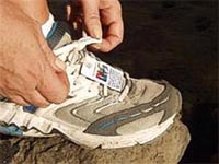 Cycling ID tag for emergency use can easilt be attached to shoes or clothing. Lightweight and easy to spot!